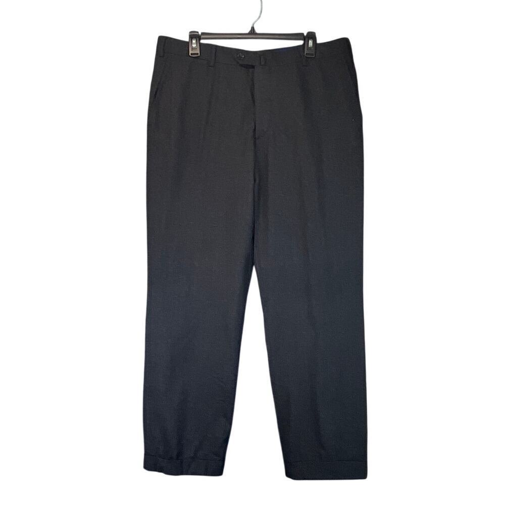 Luciano Barbera Mens 56/ 37x30.5 Dark Gray 100% Wool Lining Dress Pants